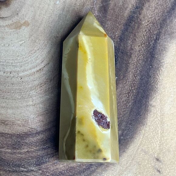 Mookaite jasper tower 6-sided yellow white druzy, anxiety helper - Picture 8 of 11